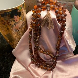 Giant 108 bead mala caramel color decorative 58”